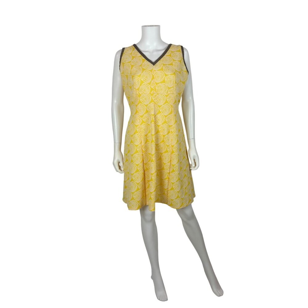 Vintage 60s Mini Dress Womens Medium Handmade Textured Knit Yellow Polyester